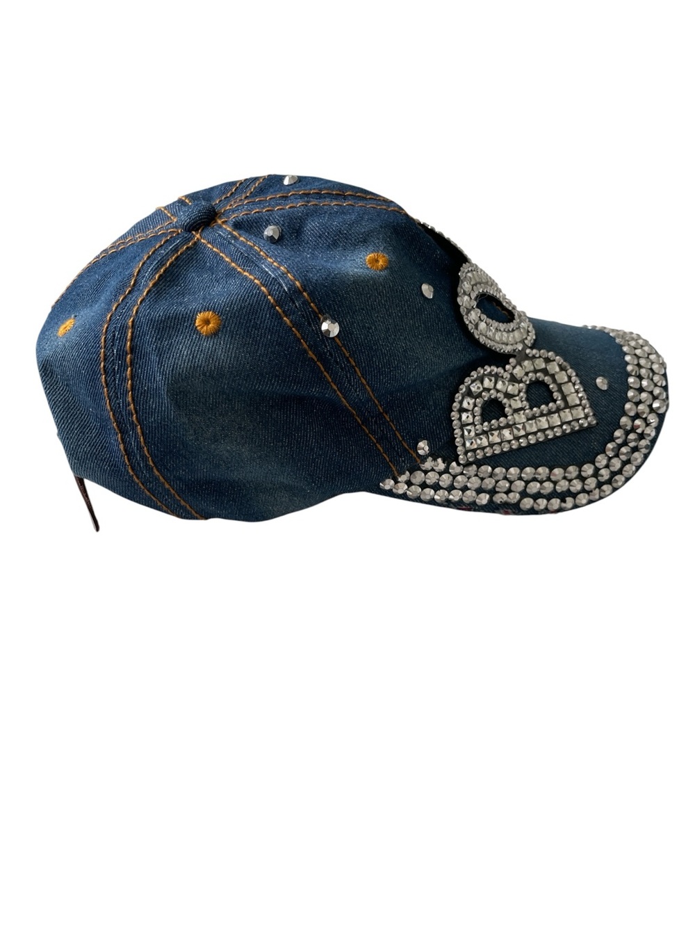 Denim Bling Baseball Cap with Crystal 'BOSS' Accent - Picture 4 of 8